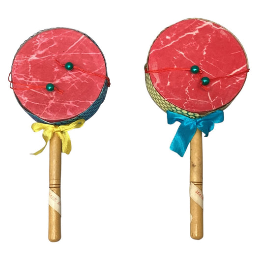 5196 - Set of Two Assorted 8" Drum Rattle Oriental Pink |8-18|