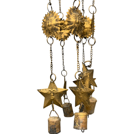 5717 - 14" Rustic Copper Sun & Stars Windchime |G-12|