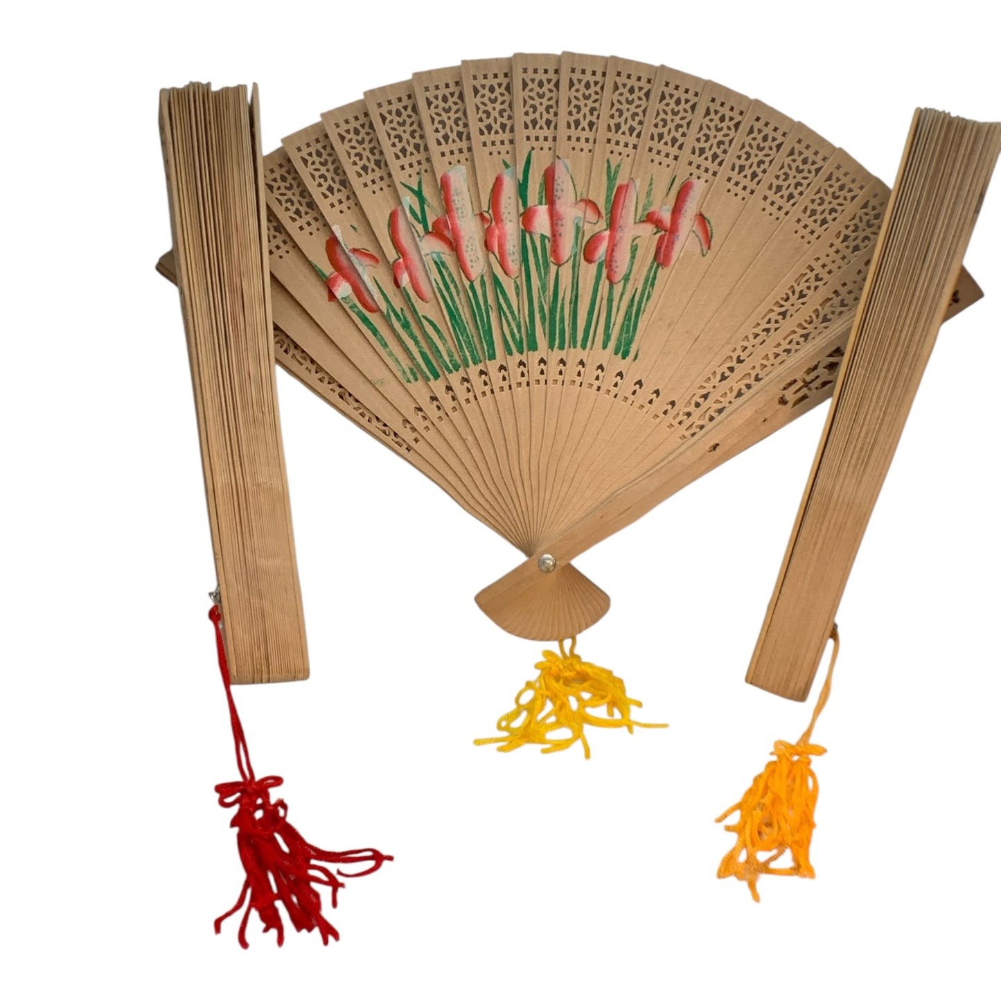 5814 - Set of 3 Decorative 8" Hand-Painted Wood Fans Assorted Designs |12-24.5|