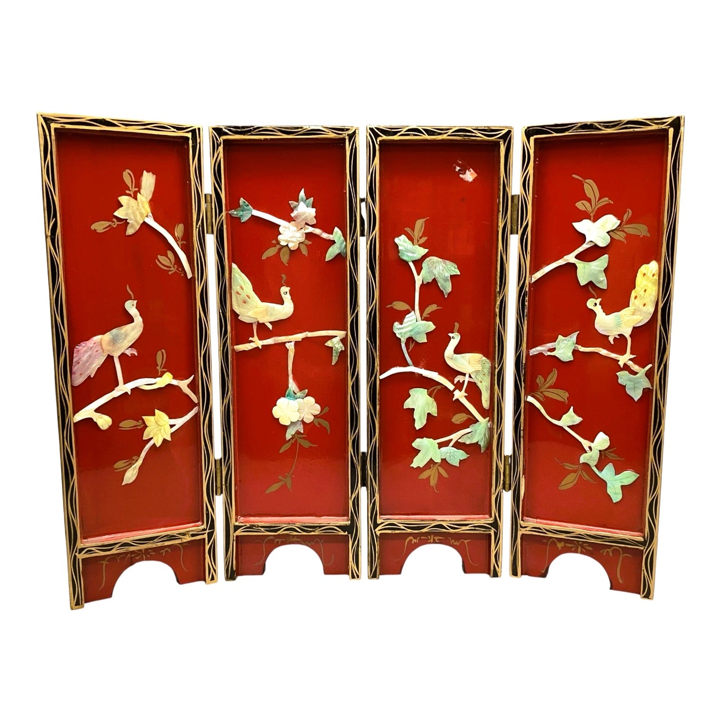 6028 - 14-Inch 4-Pc Peacock Folding Screen |8-11|