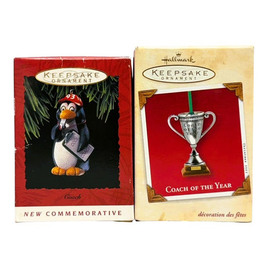 6128 - Hallmark Set of 2 Coach of the Year Christmas Holiday Ornaments for Home Decoration |Pod 1-66|