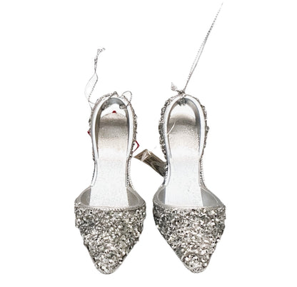 6413 - Set of Two Silver High Heel Ornaments 4" |Pod 2-62|
