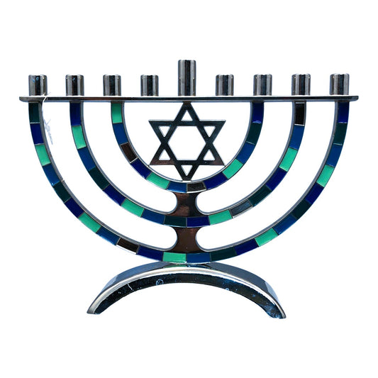 7054 - Hanukkah Religious Metal Menorah 7" |G-99|