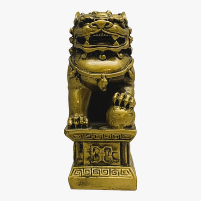 7412 - 4" Gold Fu Dog - Left Paw Up   |Z-71|