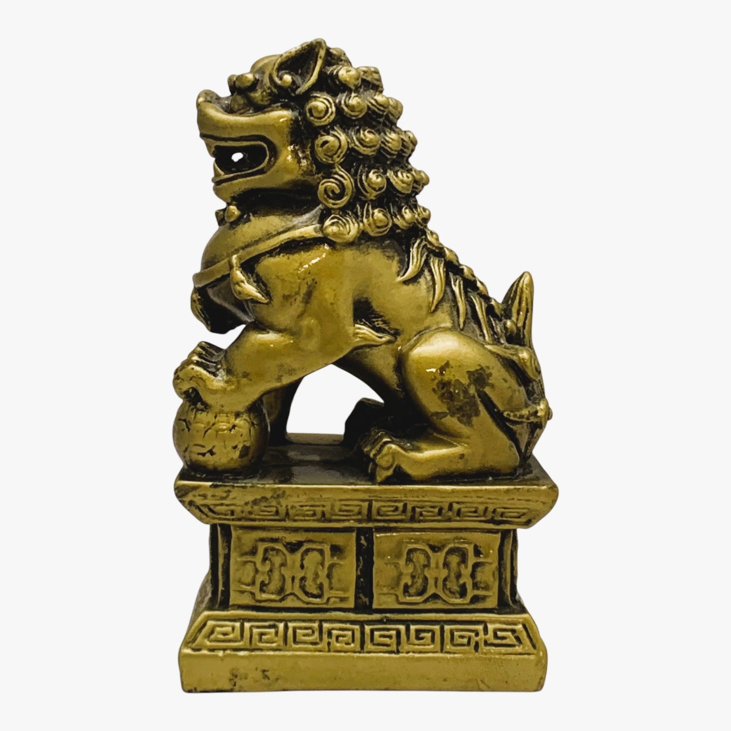 7412 - 4" Gold Fu Dog - Left Paw Up   |Z-71|