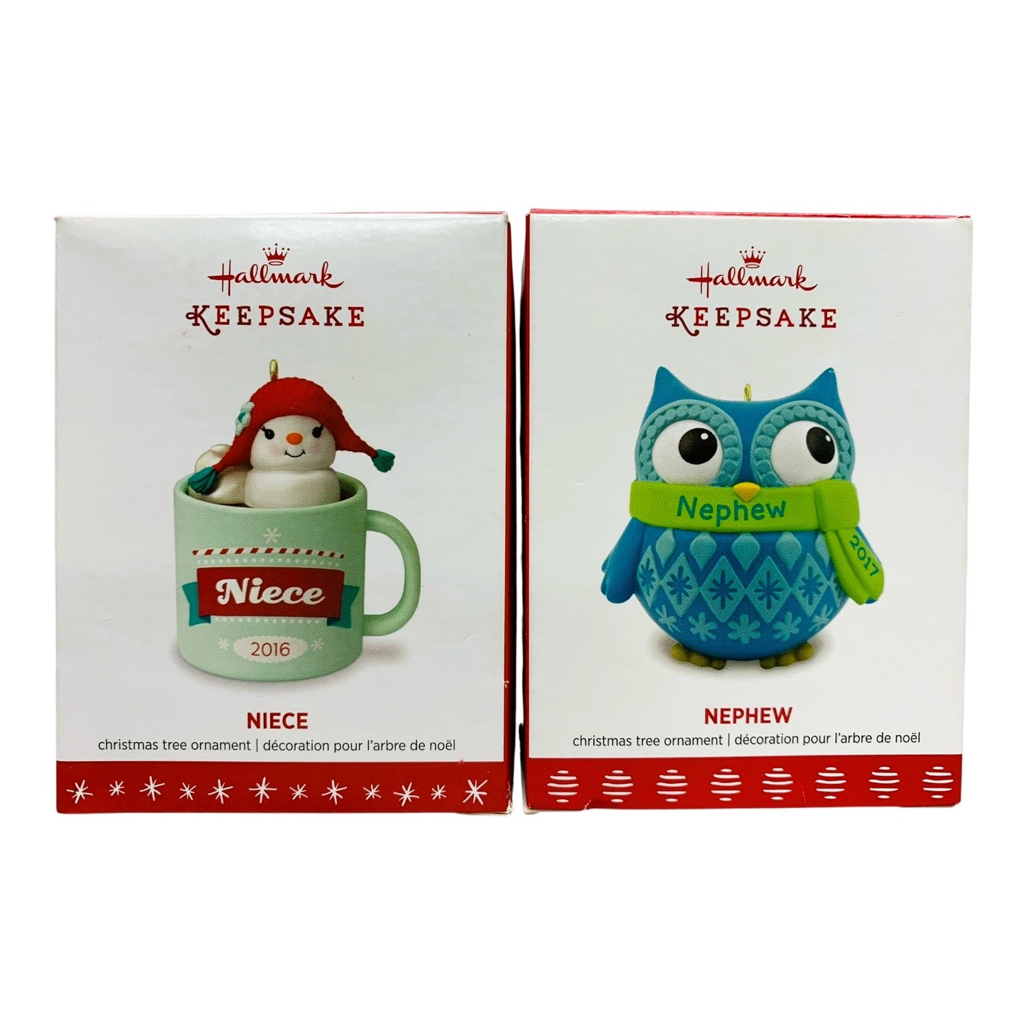 7668 - 2 Piece Set Stay Warm Niece and Nephew Hallmark Ornaments 4" |TBD|