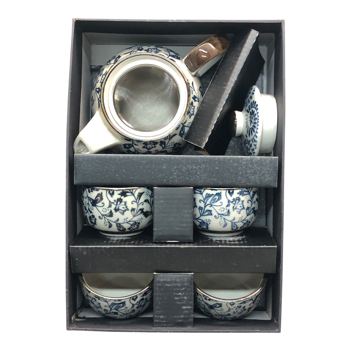 7893 - Flower Ceramic Blue/White Tea Set |13-27||STORE|