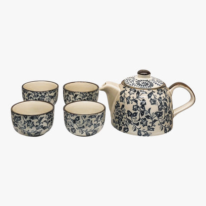 7893 - Flower Ceramic Blue/White Tea Set |13-27||STORE|
