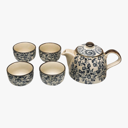 7893 - Flower Ceramic Blue/White Tea Set |13-27||STORE|