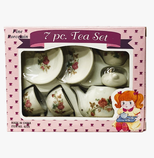 10810 - 7-Piece Floral Porcelain Tea Set - Elegant Rose Pattern Teaware |1-27|
