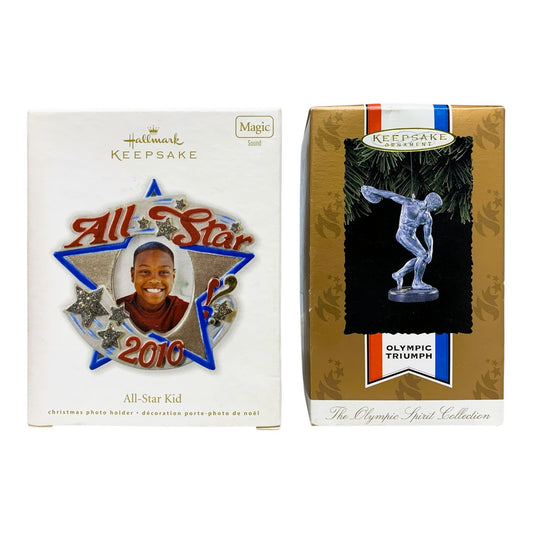 12236 -HALLMARK Set of 2 5" All Star and Olympic Triumph Ornaments |Pod 1-74|