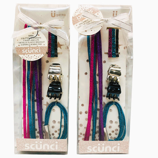 12280 - Set of 2 Scunci Glitter Hair Packs  |12-25|