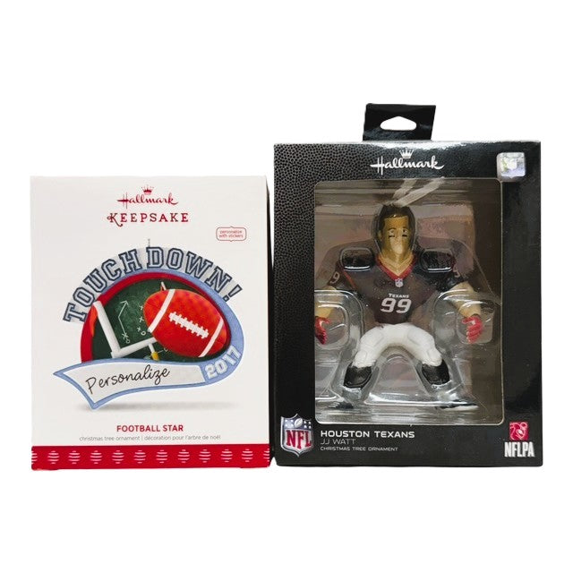 12615 - Set of 2 Houston Texans JJ Watt Football Star Ornaments |Pod 1-70|