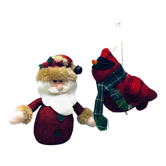 12804 - 6" Plush Santa Ornament with Fur |Pod 2-6|