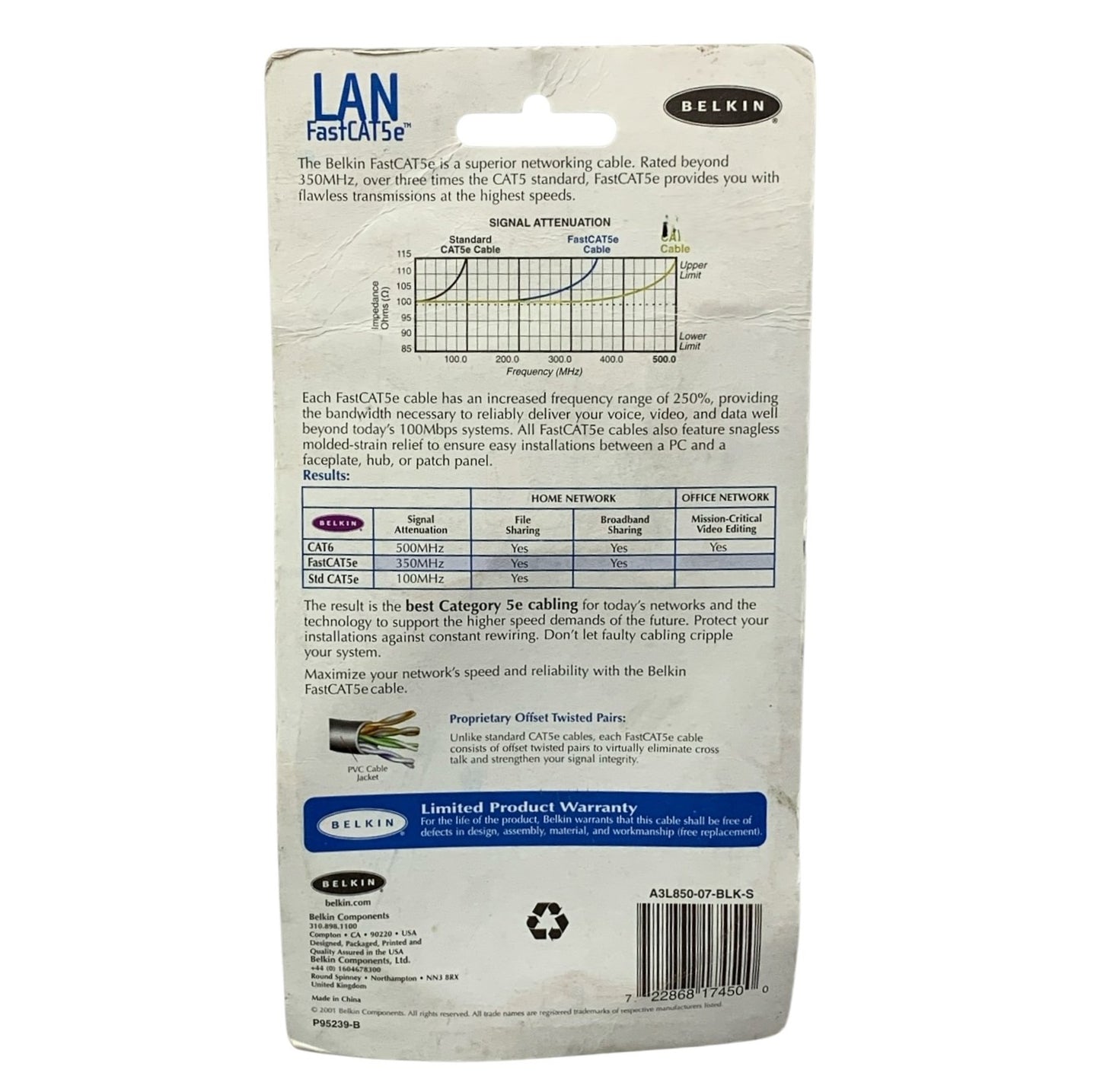 13390 - FastCat5e Ethernet Network Cable 7 ft |11-11|