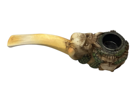 13519 - Snake & Demon Resin Pipe With Metal Bowl 4.5" Long |17-20|