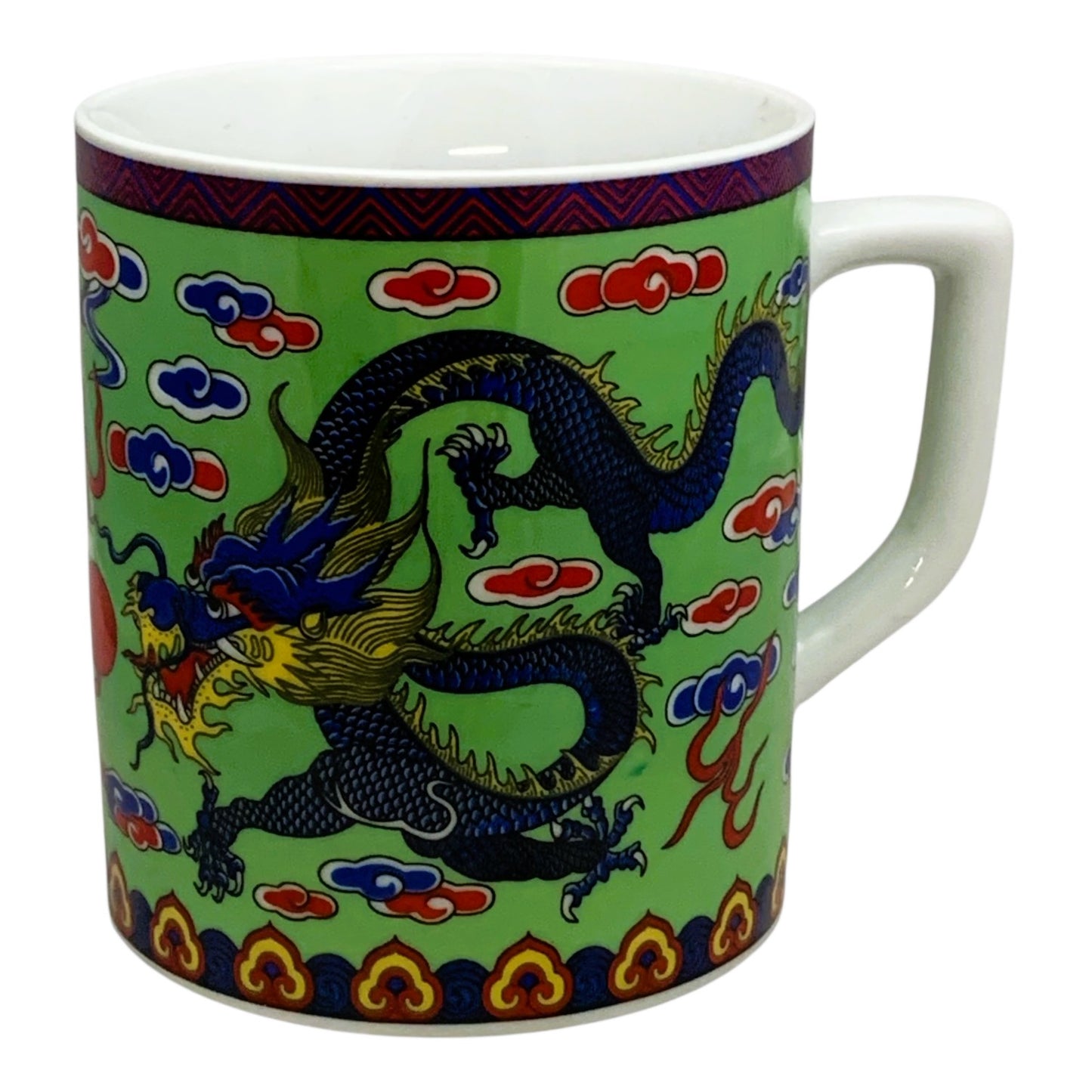 13709 - 4" Tea Cup Green w/Blue Dragon |10-15|