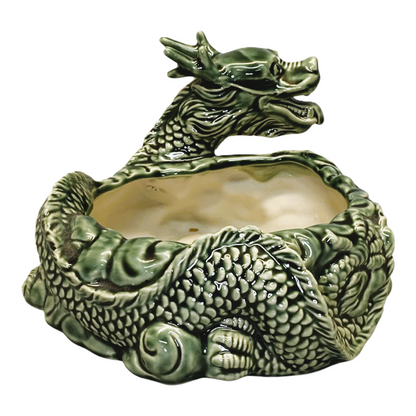 14319 - 6" x 4" Majolica Style Vintage Ceramic Dragon Planter |Z-71|