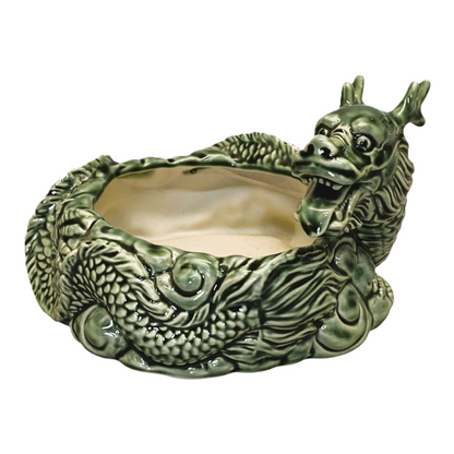 14319 - 6" x 4" Majolica Style Vintage Ceramic Dragon Planter |Z-71|