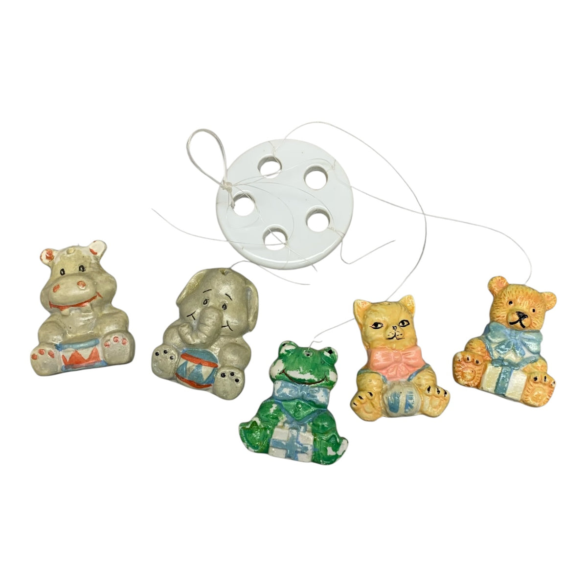 14580- Five Baby Animal Ceramic Windchime With Charming Animal Figurines For Home Garden Decor |G-7|