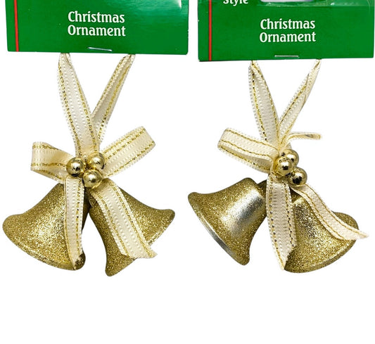 15094 - Set of a Two 2" Gold Bells Ornament |Pod 2-62|