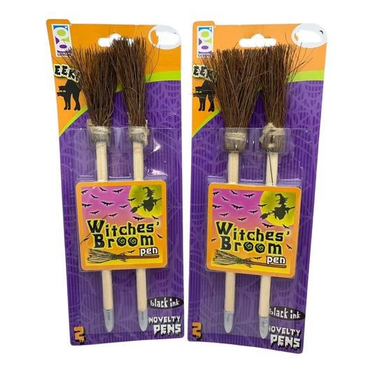 15601 - 10" Witches Broom Pens - Bulk 4-Piece Set (Two 2-Packs) |21-22|