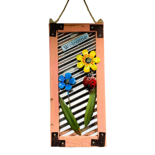 16068 - 11" Tin Welcome Sign w Ladybug |TBD|