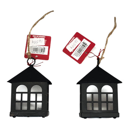 16594 - Set of Two Black House LED Ornaments |Pod 2-62|