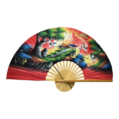 16605 - Hand Painted 29" Red Fan Cranes |Box#9|