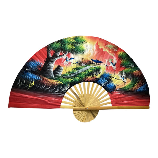 16605 - Hand Painted 29" Red Fan Cranes |Box#9|