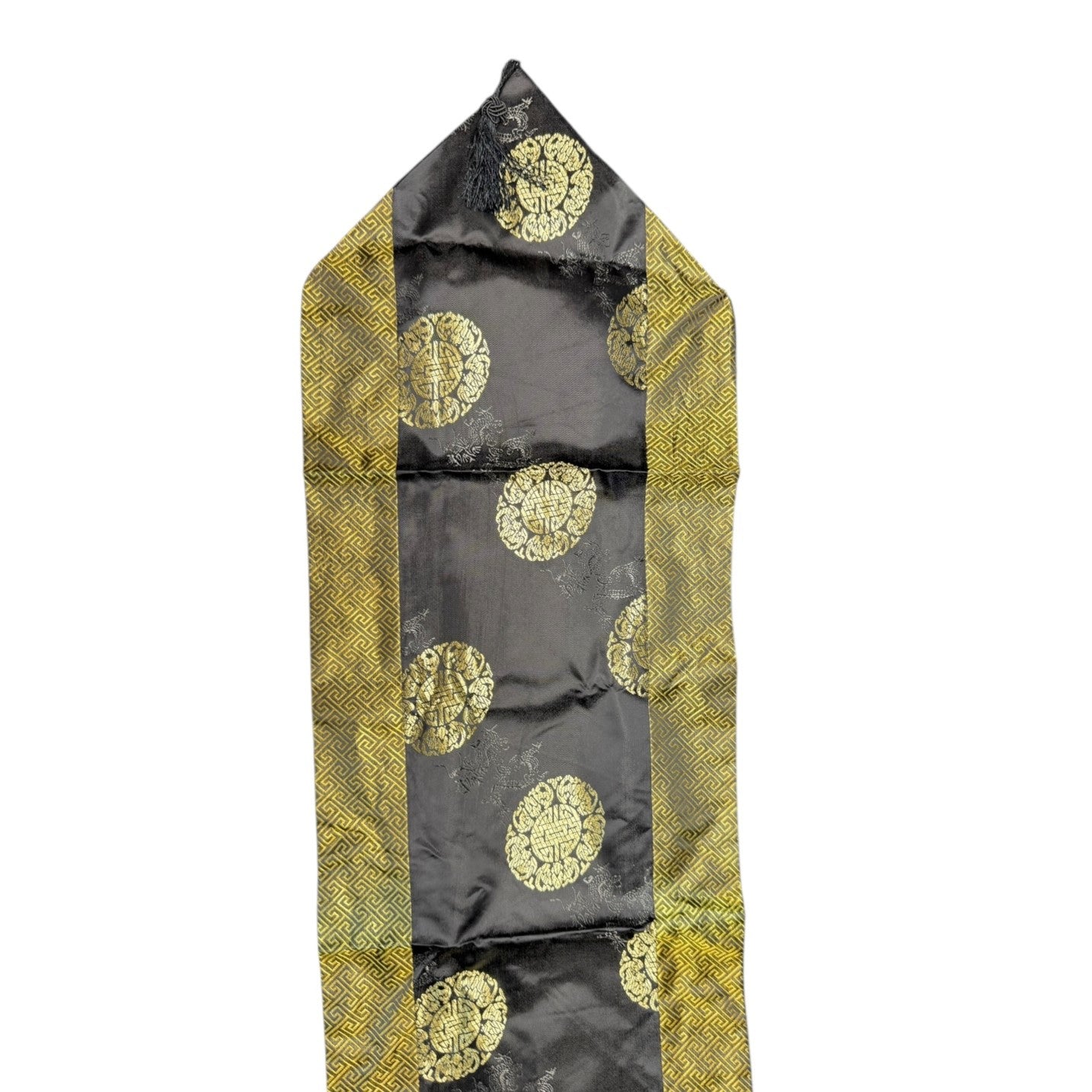 17143 - 74" Black Gold Embroidery Satin Table Runner |22-1|