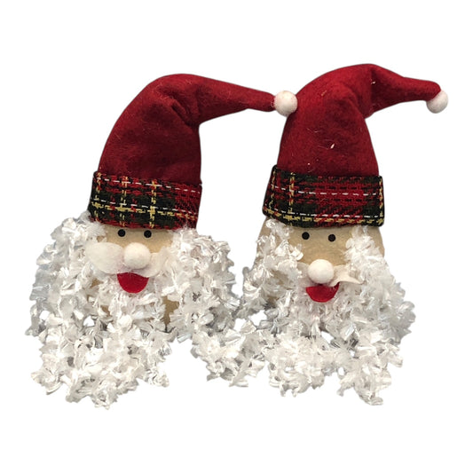 18164 - Set of Two Plush Santa Plaid Ornament |Pod 2-10|