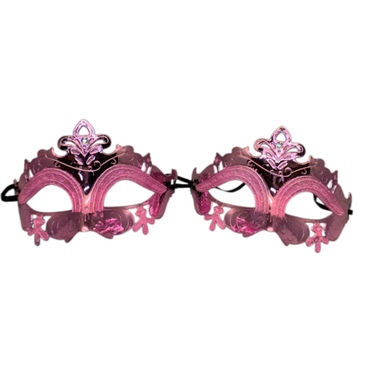 18728 - Small 7" Pink Shimmering Eye Mask for Parties & Masquerade Balls |Pod 2-23|