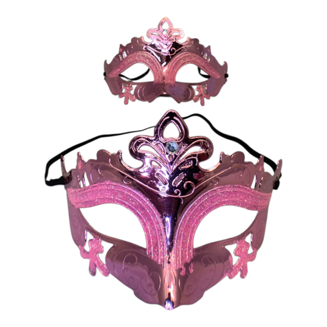18728 - Small 7" Pink Shimmering Eye Mask for Parties & Masquerade Balls |Pod 2-23|