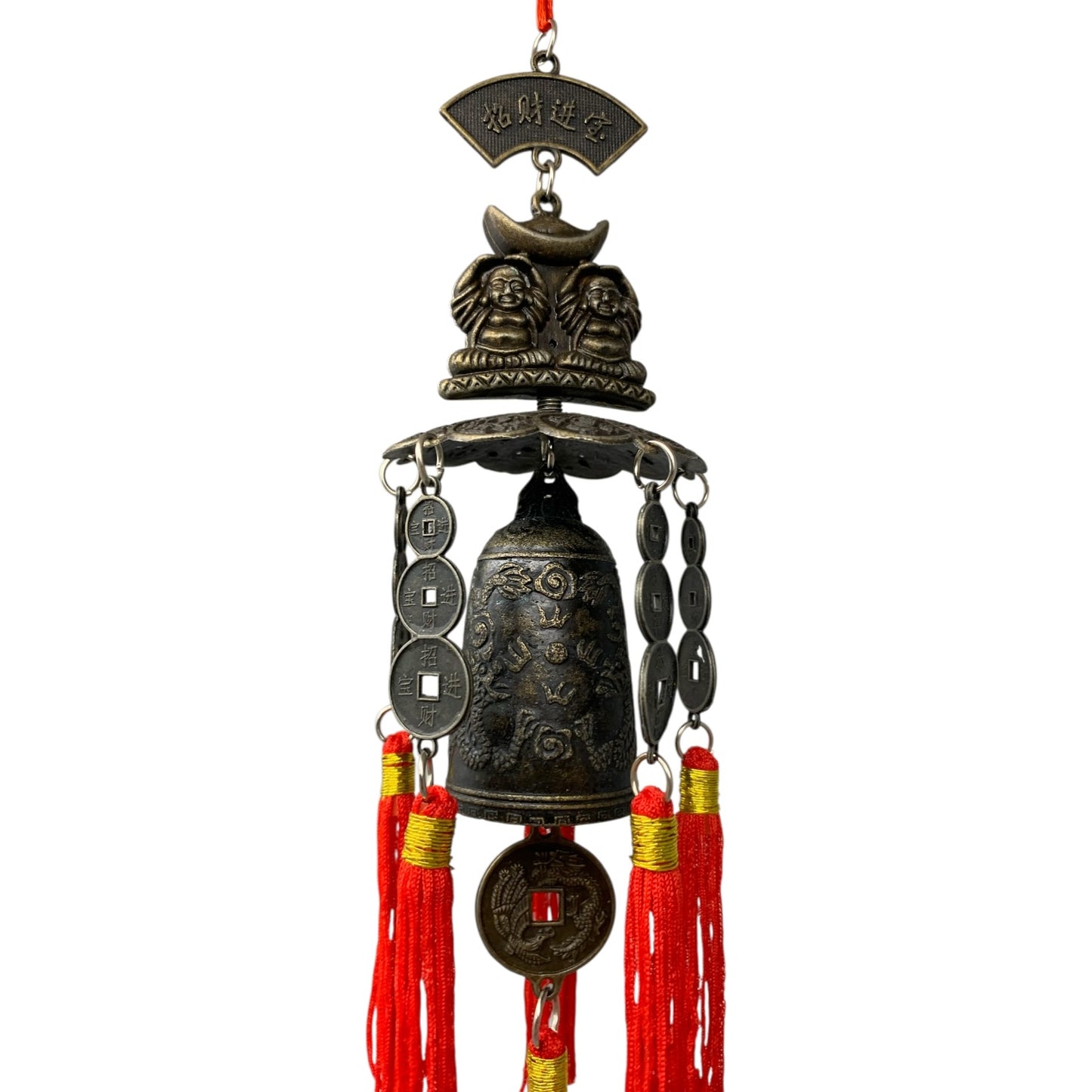 19838 - 8" Two Buddha Charms With Bell |22-13|