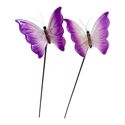20946 - Set of Three 12" Pink & Purple Butterfly Garden Stake |G-15|