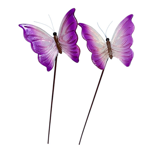 20946 - Set of Three 12" Pink & Purple Butterfly Garden Stake |G-15|