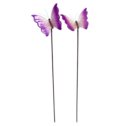 20946 - Set of Three 12" Pink & Purple Butterfly Garden Stake |G-15|