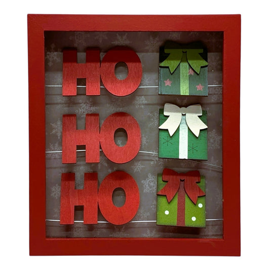 20992 - 8" Xmas Shadowbox Ho Ho Ho |Pod 2-69|