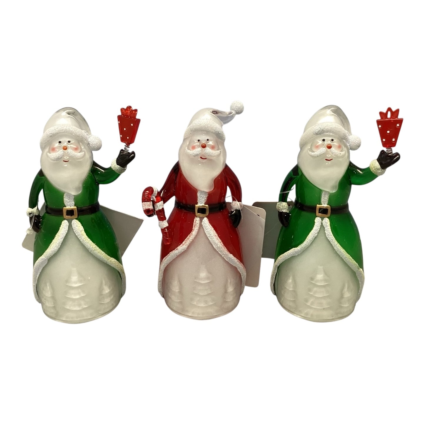 21375 - Set of Three 5" Red and Green LED Santa Acrylic |Pod 2-62|