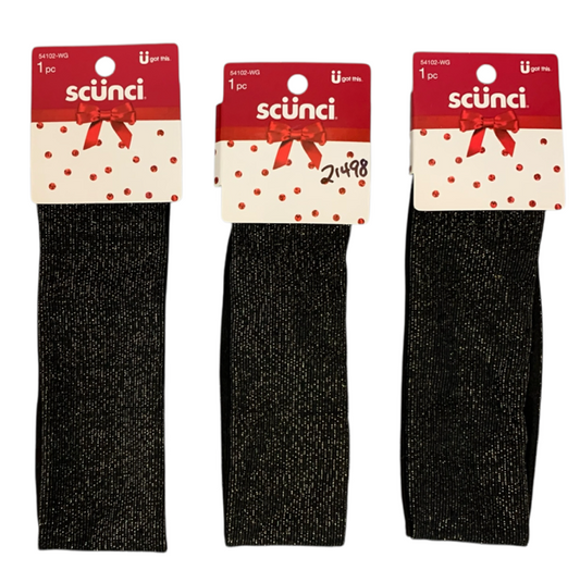 21498 - Set of Three Scunci 9" Headband Black |BA-7|