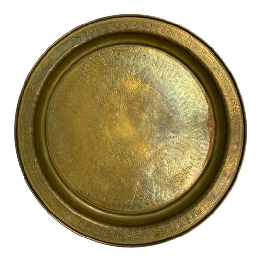 21695 - 13" Brass Egyptian Tray With Camels Pyramids Design |9-13|
