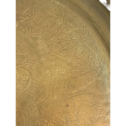 21695 - 13" Brass Egyptian Tray With Camels Pyramids Design |9-13|