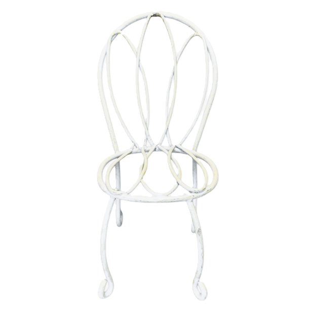 21761 - SET OF 2 PIECES  3.5" White Wire FAIRY GARDEN Chair #1 |1-29|