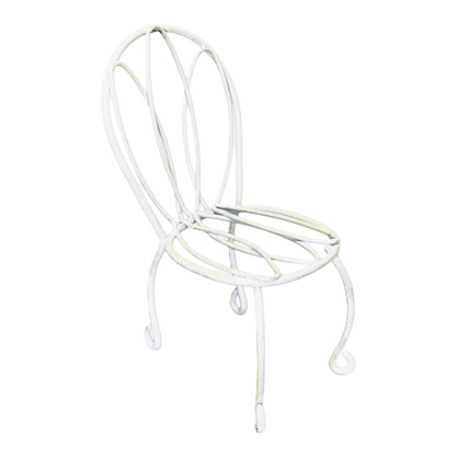 21761 - SET OF 2 PIECES  3.5" White Wire FAIRY GARDEN Chair #1 |1-29|