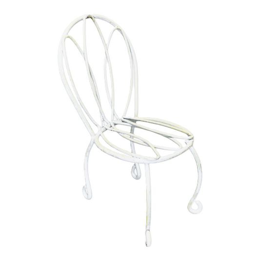 21761 - SET OF 2 PIECES  3.5" White Wire FAIRY GARDEN Chair #1 |1-29|