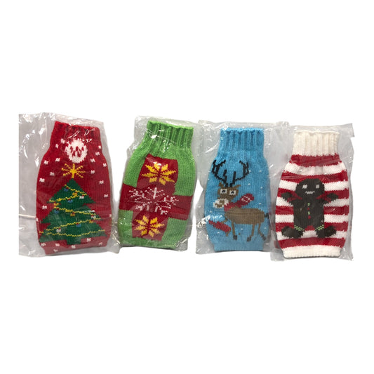 22120 - Christmas Wine Bottle Covers, 4 Pc Set for Home and Garden Barware |13-18|