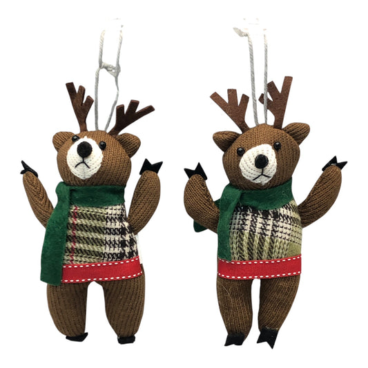 22532 - Set of 2 7" Plush Reindeer Ornament |Pod 2-10|