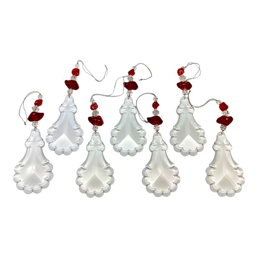 23588 - Faux Crystal and Red Ornament Set of Seven |Pod 2-62|