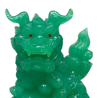 24398 - 8-Inch Green Fu Dog On Ball Figurine Decorative Chinese Guardian Lion Ornament |Z-70|